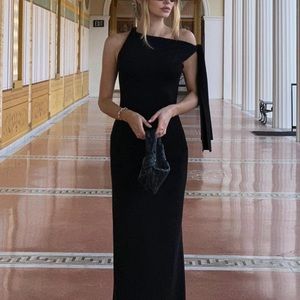 Black Asymmetrical Sequin One-Shoulder Dress